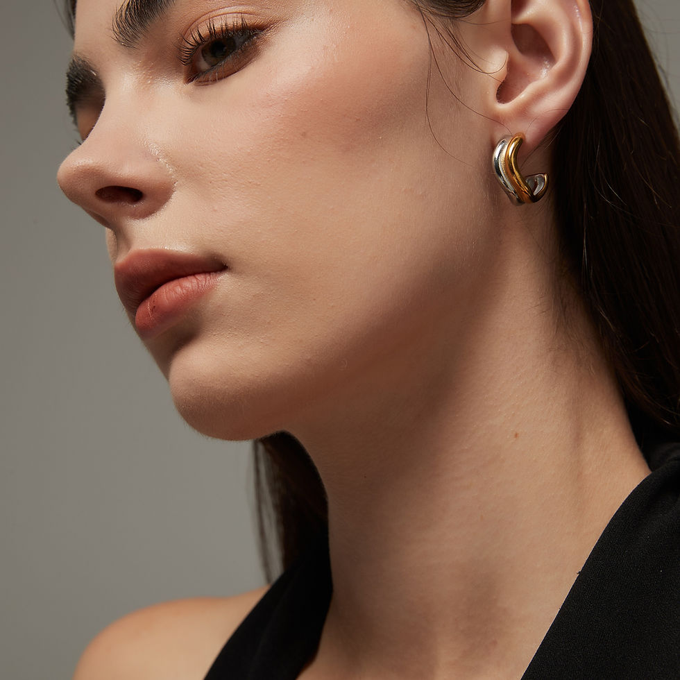Thumbnail: TWO-TONE DOUBLE CURVE OPEN HOOP 
