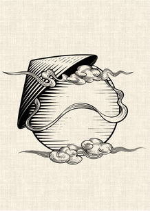 Vietnamese conical hat with traditional flowing clouds black linework graphic tattoo design by DN Tattoo Vietnam
