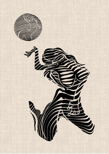 Graphic elephant tattoo design with flowing black stripes, negative space and striped sun by DN Tattoo in Da Nang, Vietnam.