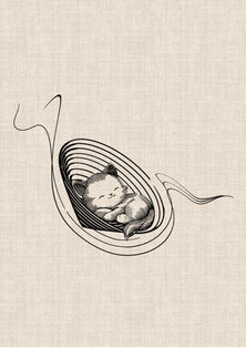 Minimalist sleeping cat tattoo design surrounded by flowing black linework by DN TATTOO Studio in Da Nang, Vietnam.