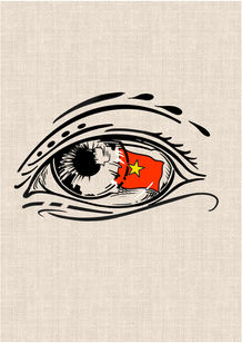 Human eye reflecting the Vietnamese red flag with yellow star graphic tattoo design by DN Tattoo in Da Nang, Vietnam.