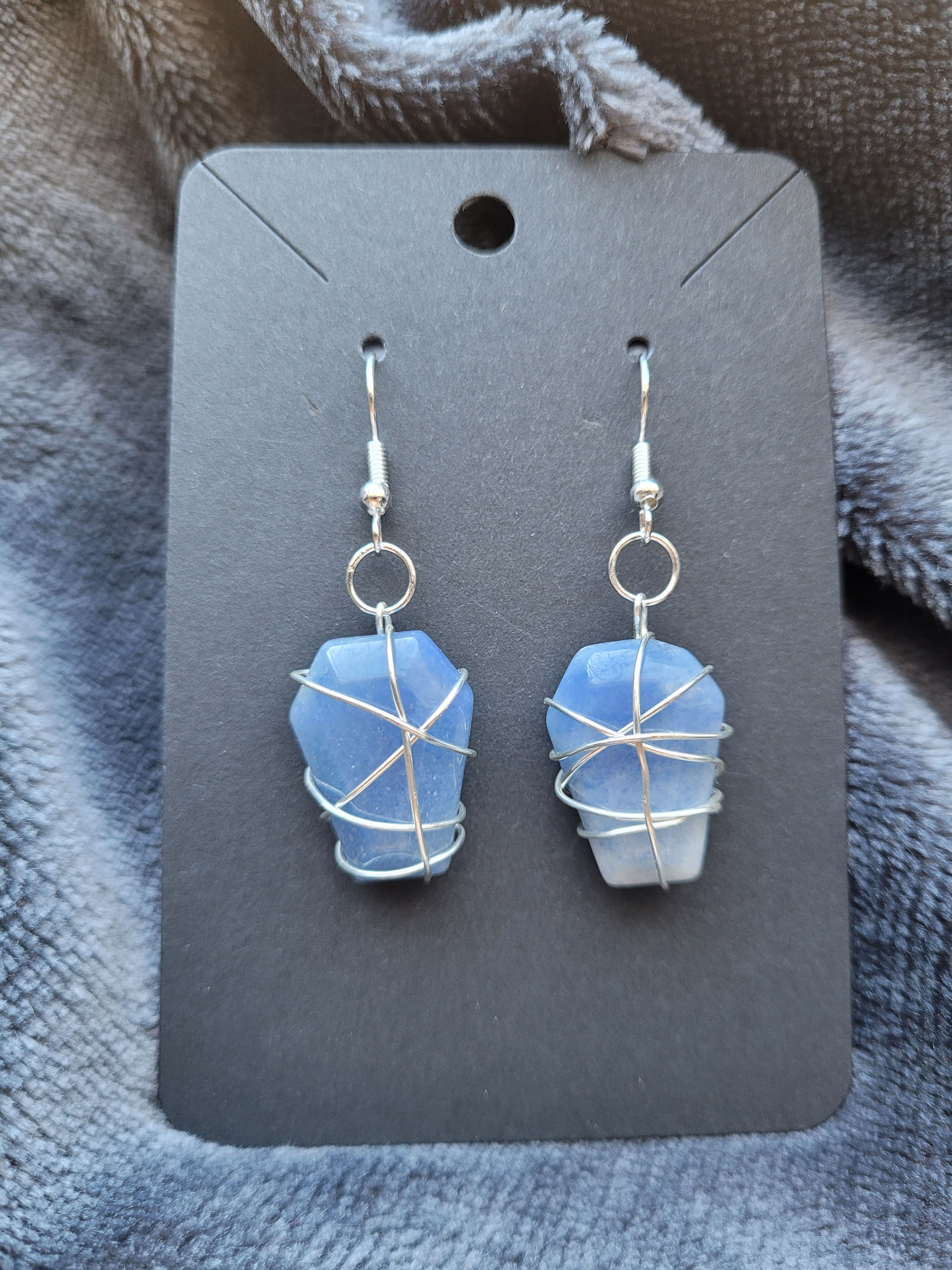 Blue Aventurine Coffin Earrings