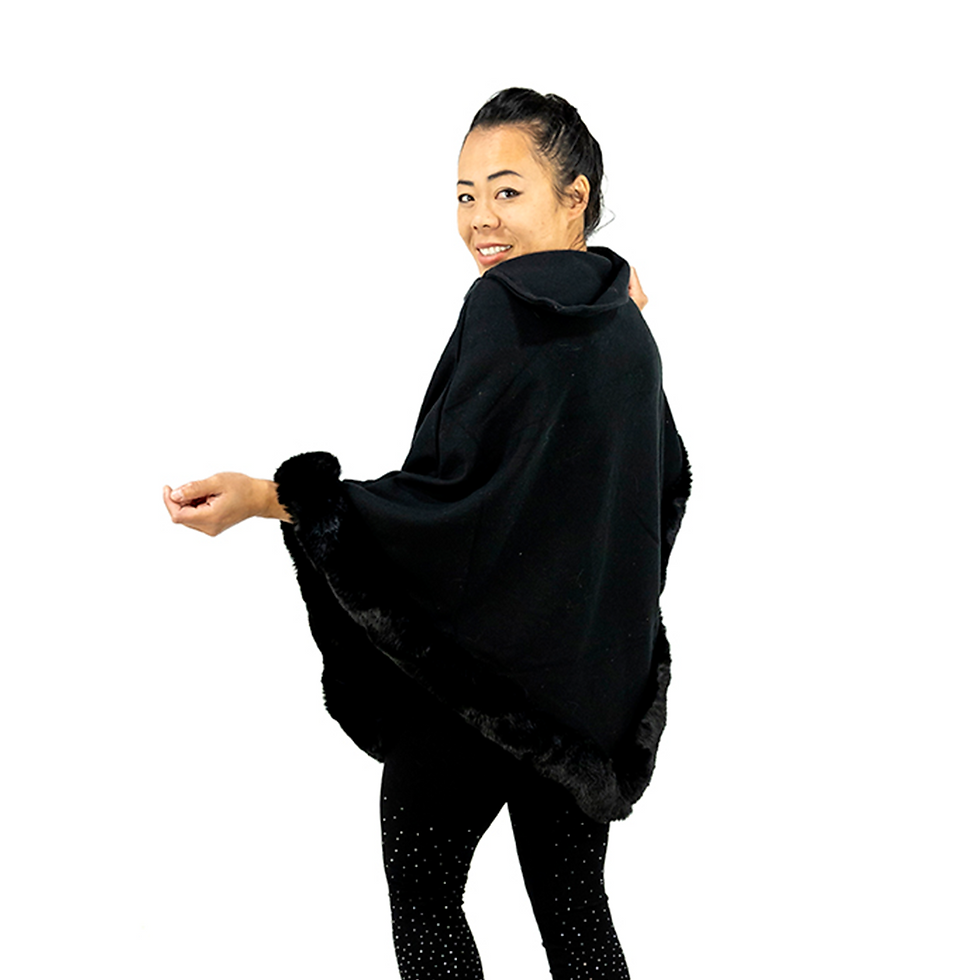 Thumbnail: Poncho – Fur Trim & Button Collar (Winter)