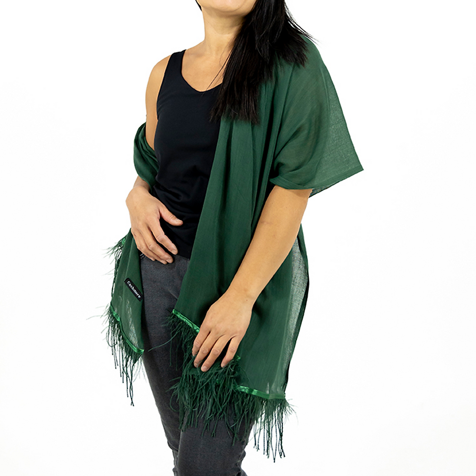 Thumbnail: Cashmere Scarf with Feather Trim
