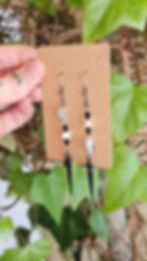 Thumbnail: Black Rutilated Quartz & Rattlesnake Vertabrae Earrings