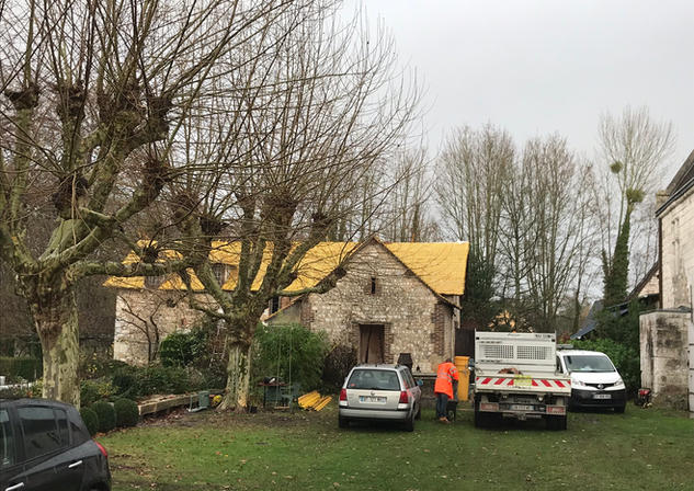 Manoir de l'Aumônerie - Travaux de rénovation - toiture Crèmerie