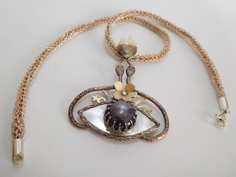 Thumbnail: Sterling silver, brass, copper, ruby star sapphire Cimaruta Pendant