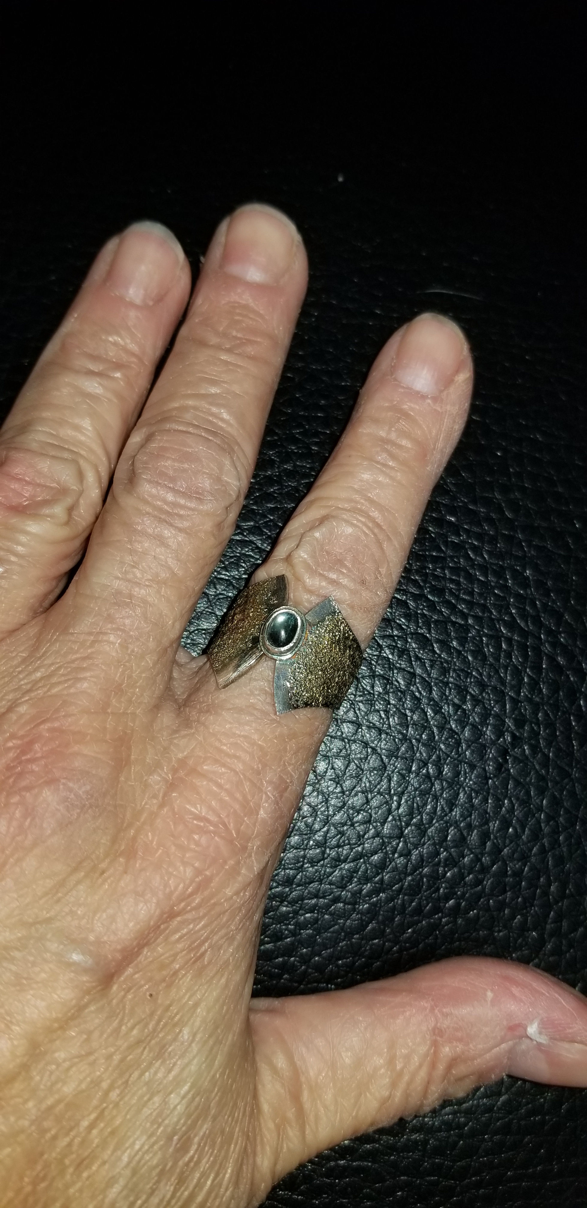 Sterling Silver and Blue Topaz Hatchet Ring