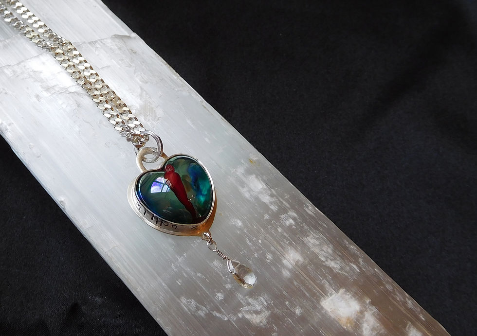 Thumbnail: A Million Tears Sterling Silver Glass Heart Pendant