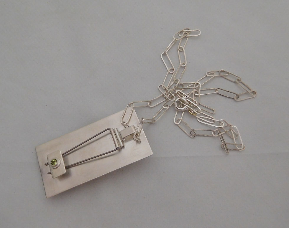 Thumbnail: Mexican Opal & Peridot Brass and Sterling Silver Convertible Brooch Pendant