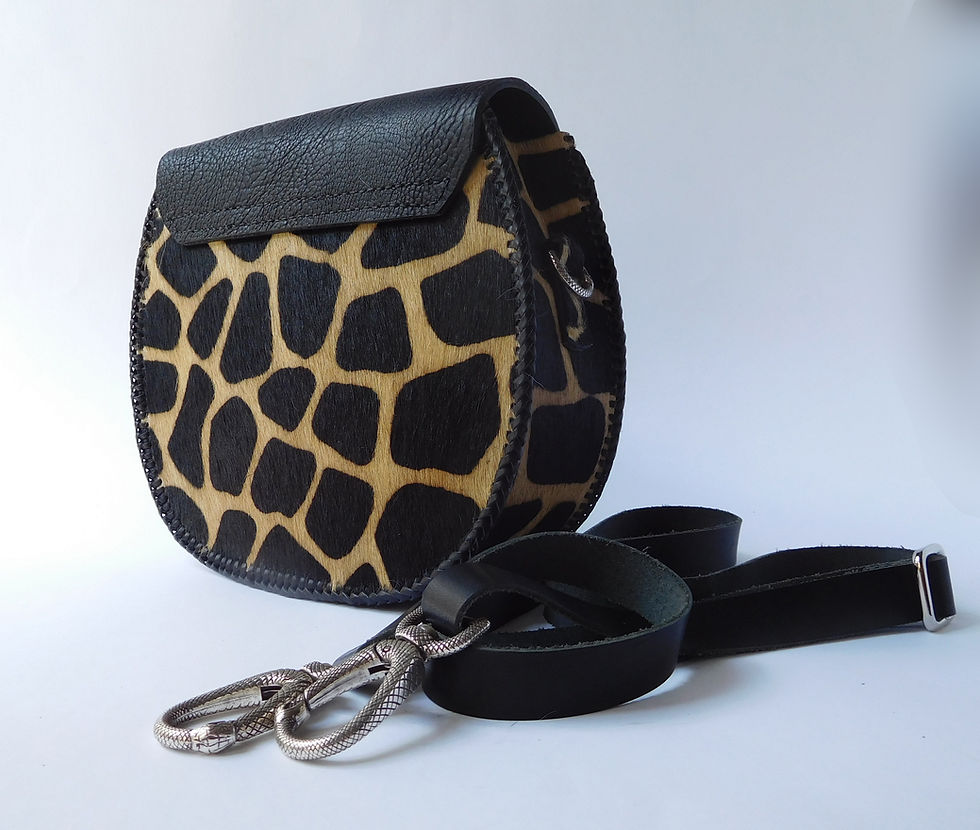 Thumbnail: Hair On Giraffe Patterned Hand Made Saddle Bag