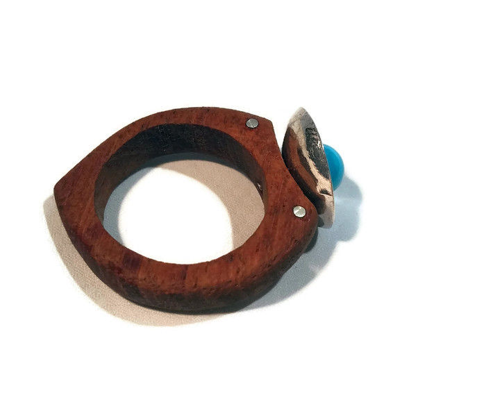 Thumbnail: Sterling Silver & Honduran Mahogany Dome Ring