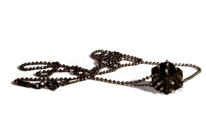 Thumbnail: Sterling Silver & Wood Dice Necklace