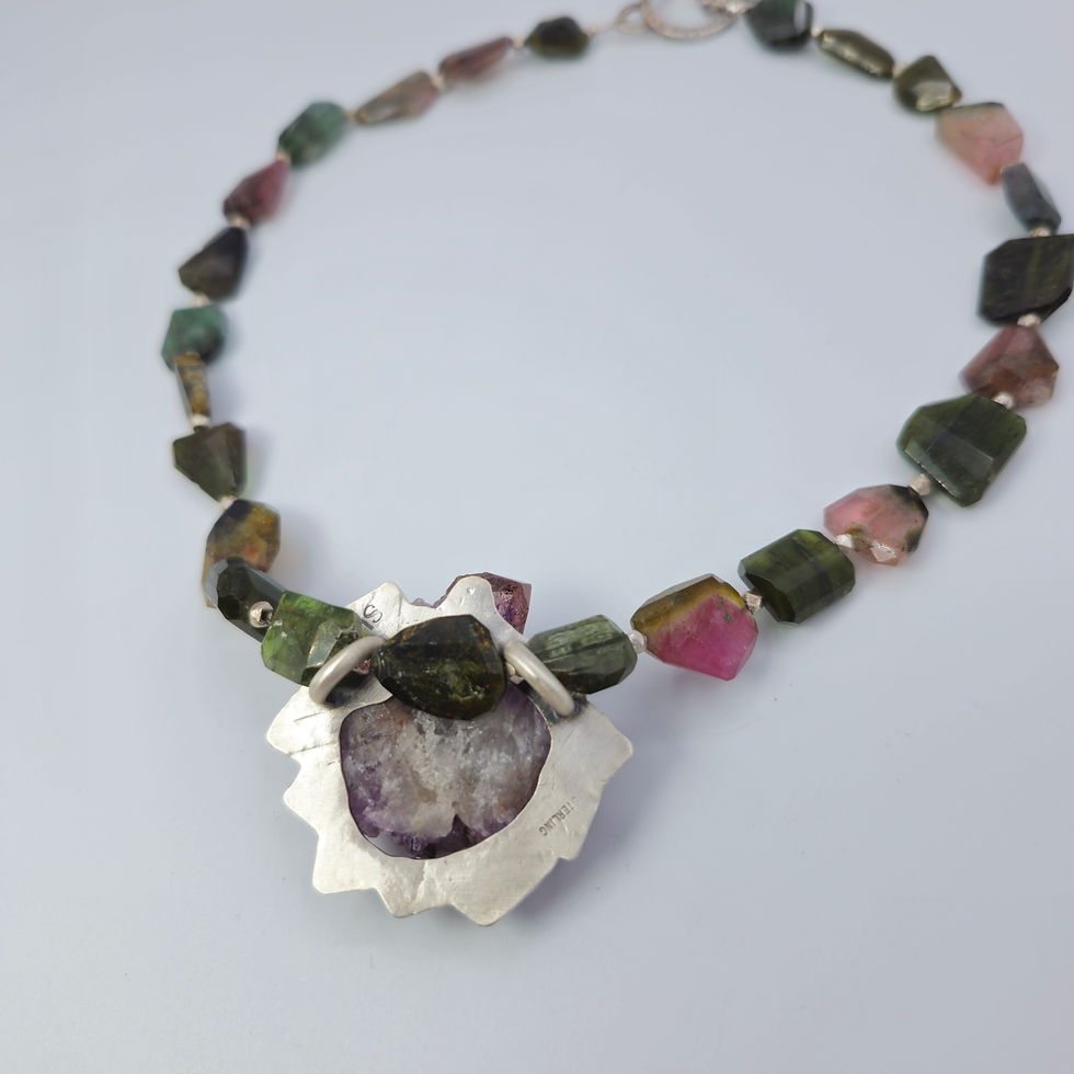 Thunder Bay amethyst necklace with watermelon tourmaline beads