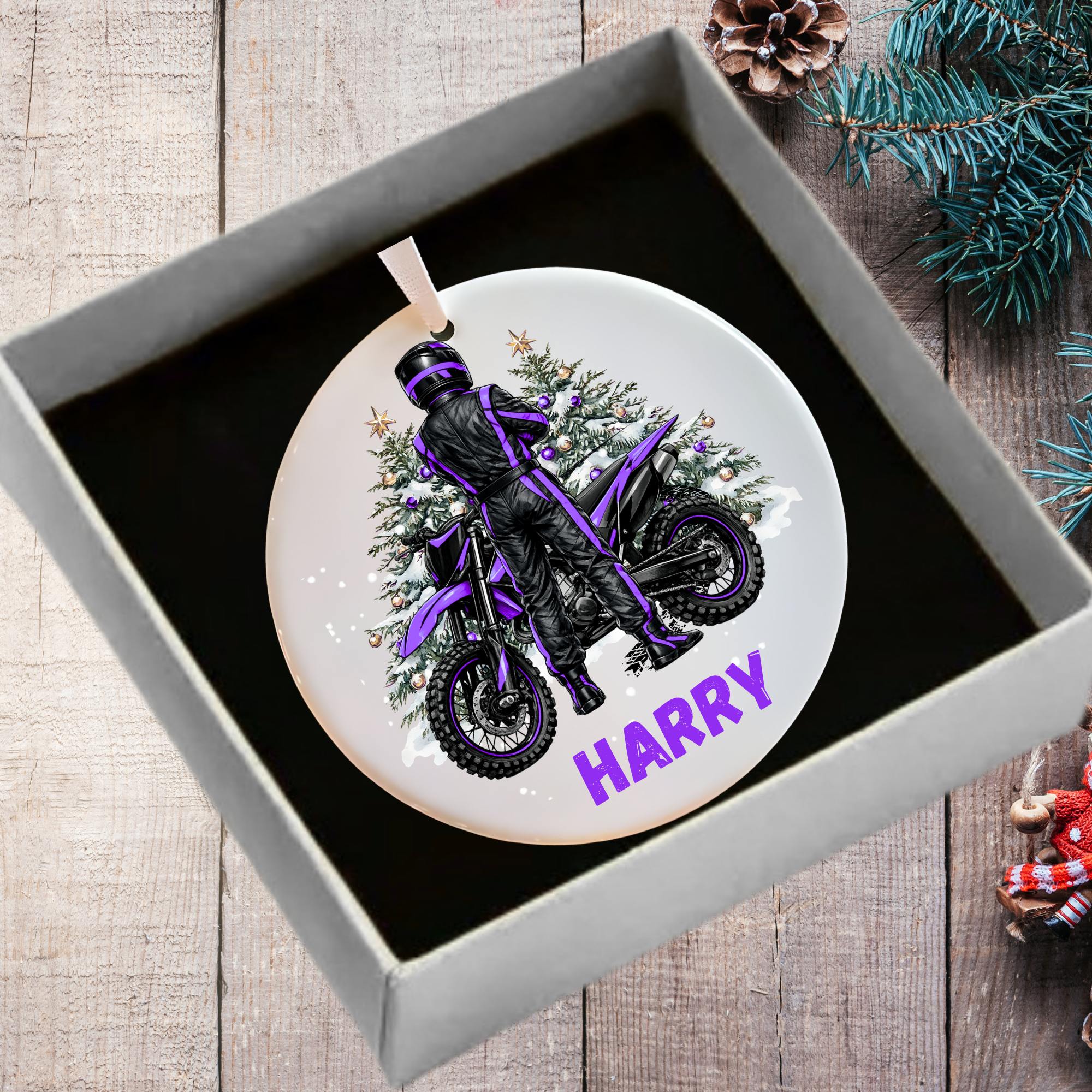 motorcross bike and rider hanging tree decoration
