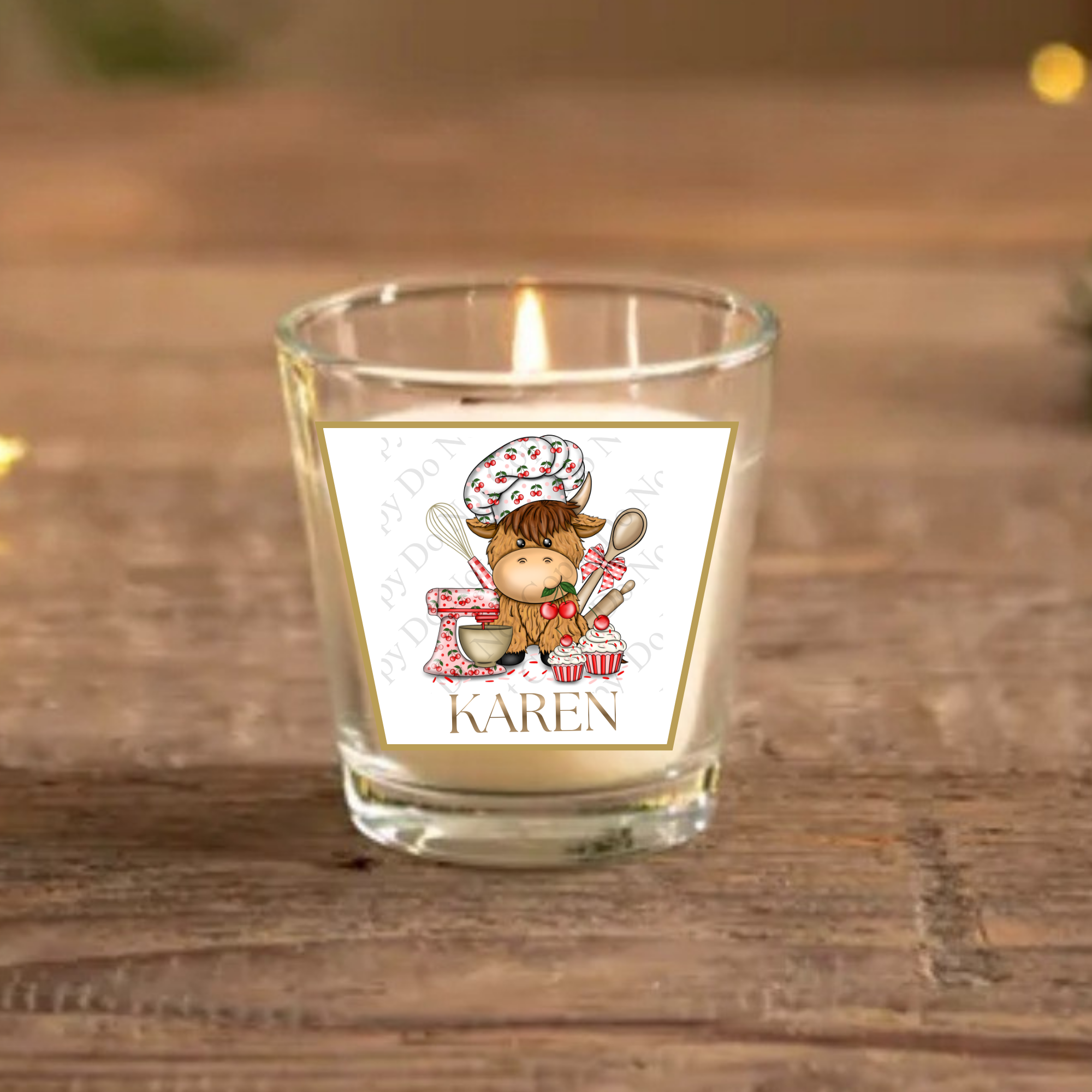 baking cherry cow tapered candle