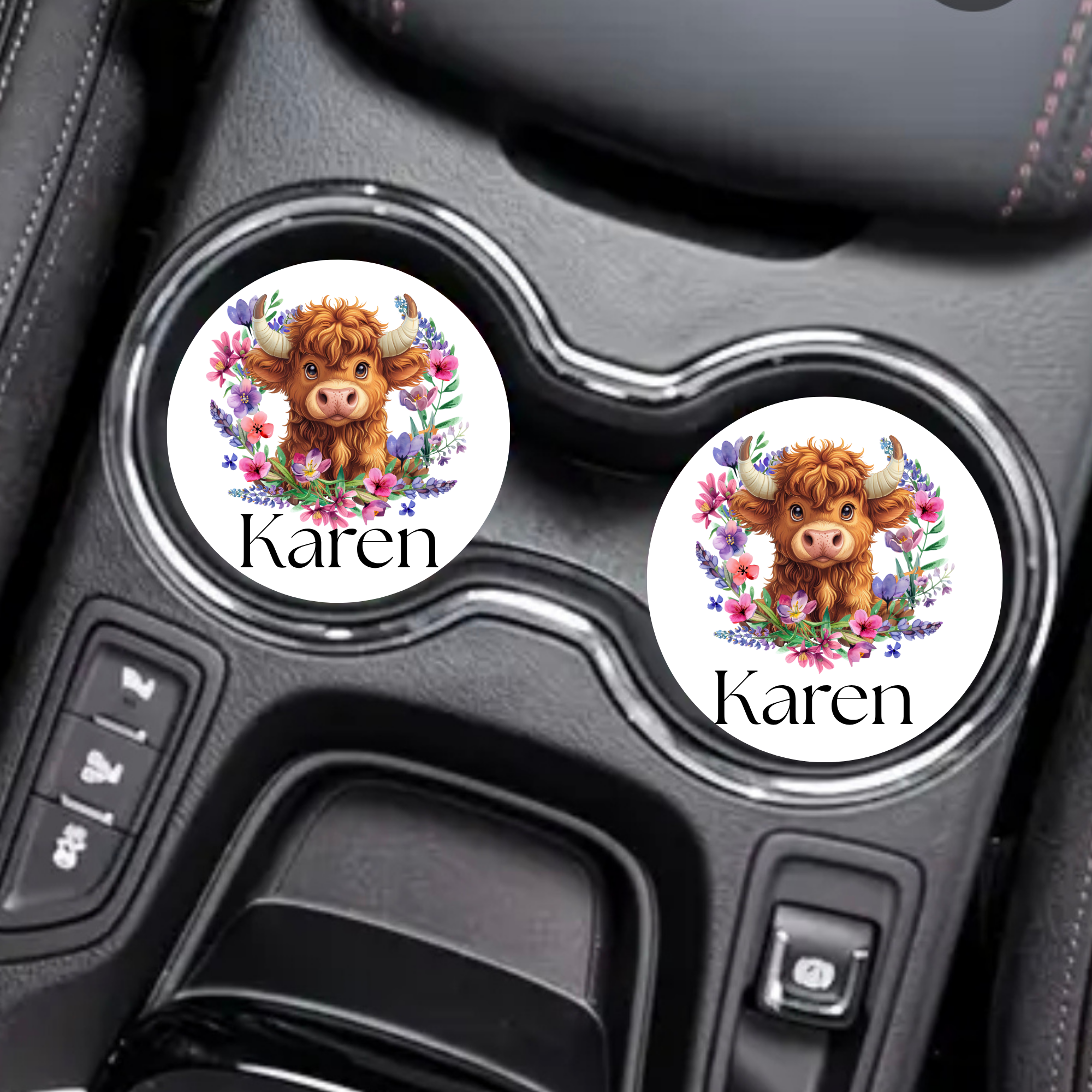 floral cow car Coaster