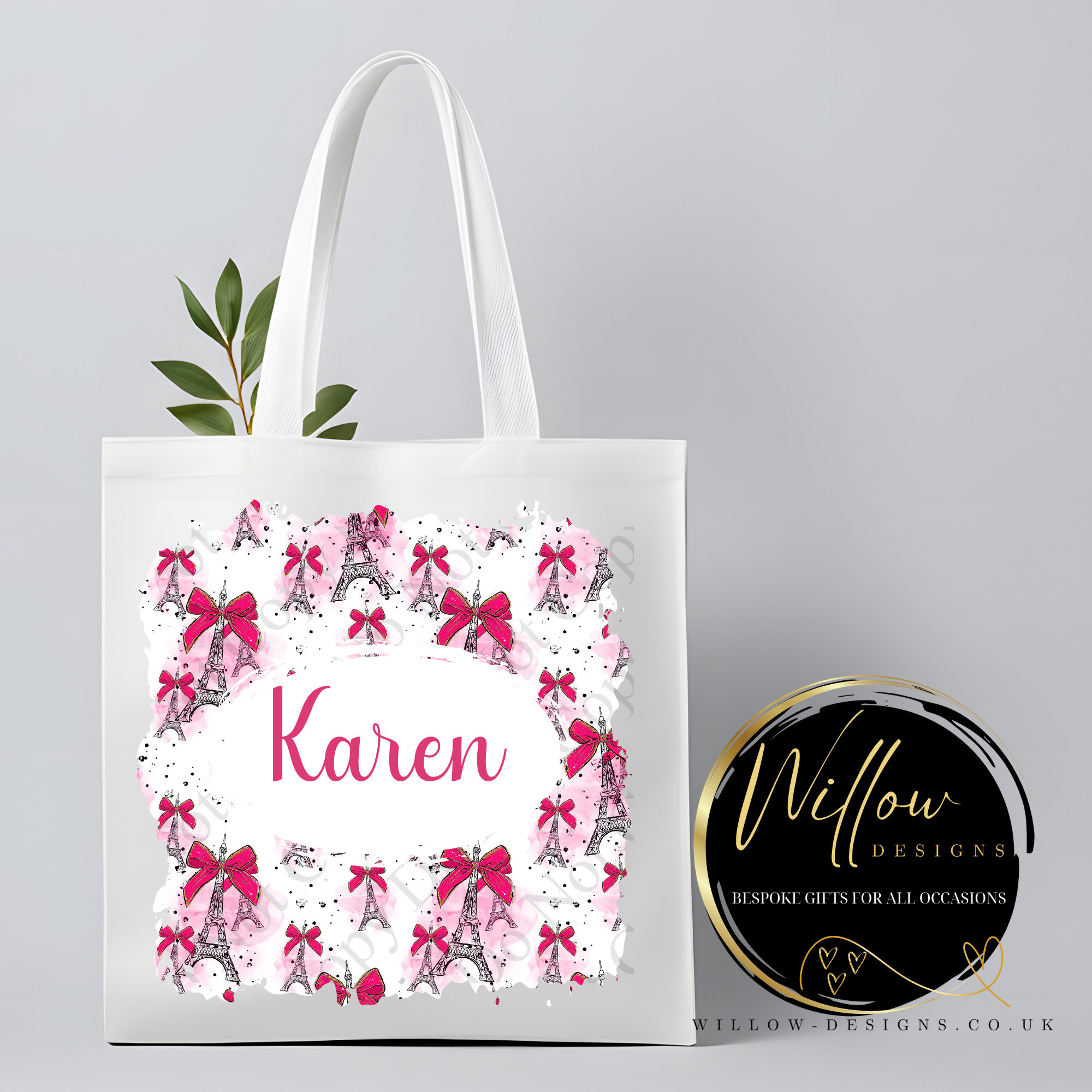 paris bow theme customised Tote bag