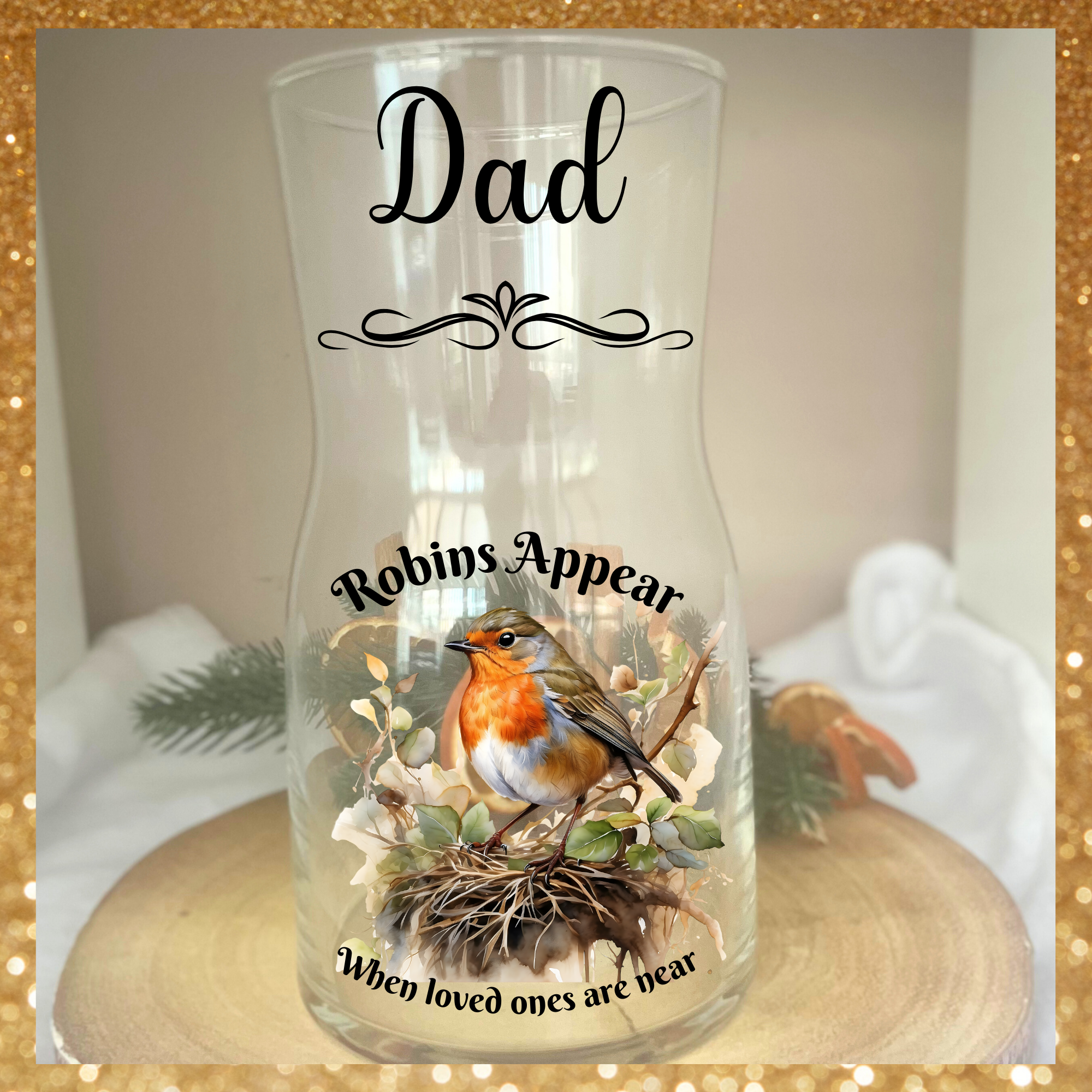 robin memorial vase any name