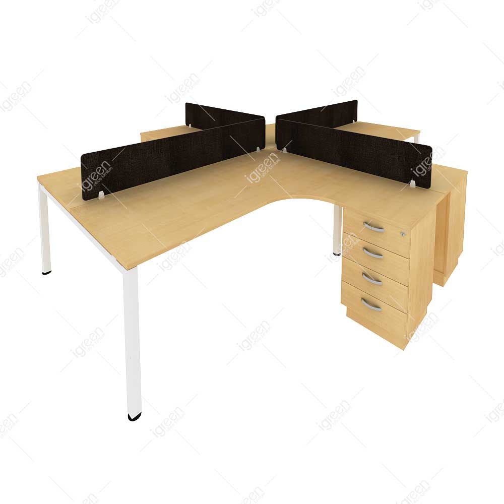 Meja Bentuk L (4 Kluster) Stesen Kerja dengan laci One Series