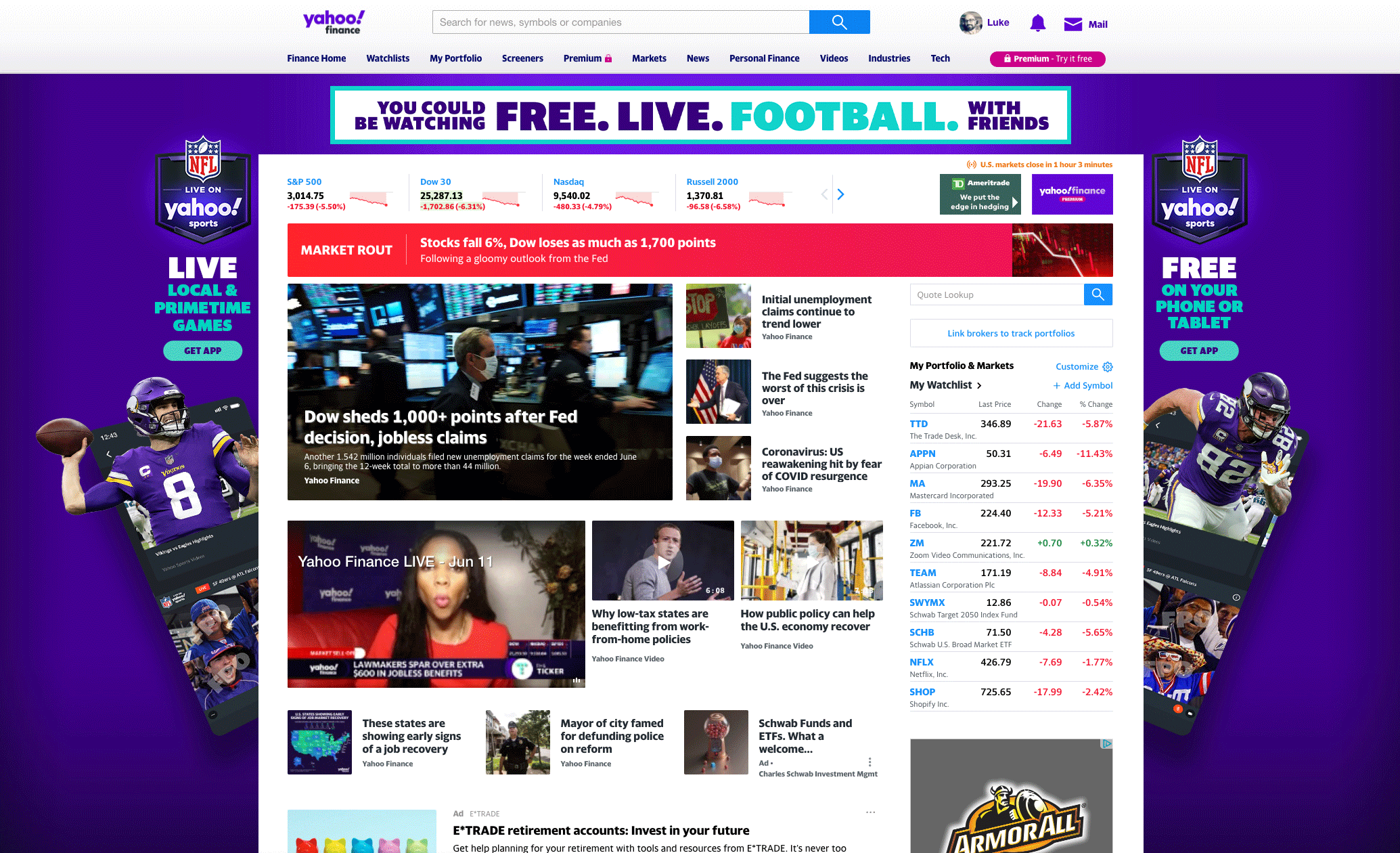 NFL Live takeover GIF