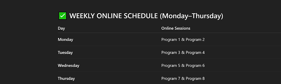 Online Schedule