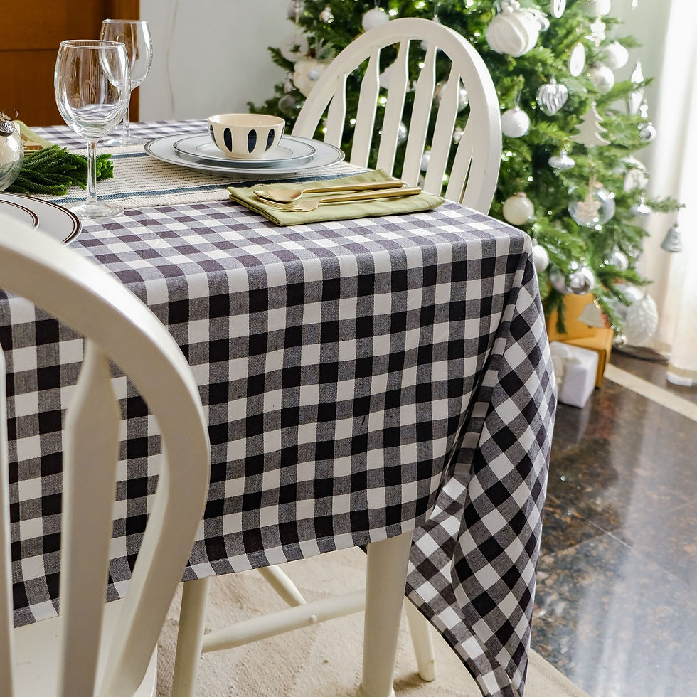 Bed & Breakfast - Black Gingham checks Tablecloth