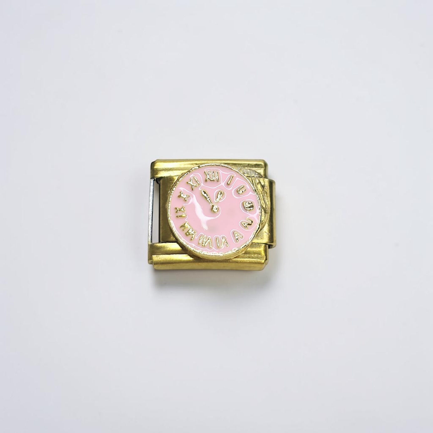 Charm Pulsera Italiana Reloj Rosa