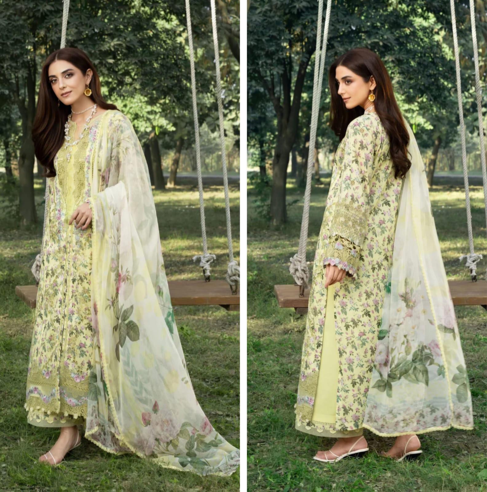Elaf Luxury Print Chikenkari 2026 Hit Code EYRA 6A Yellow