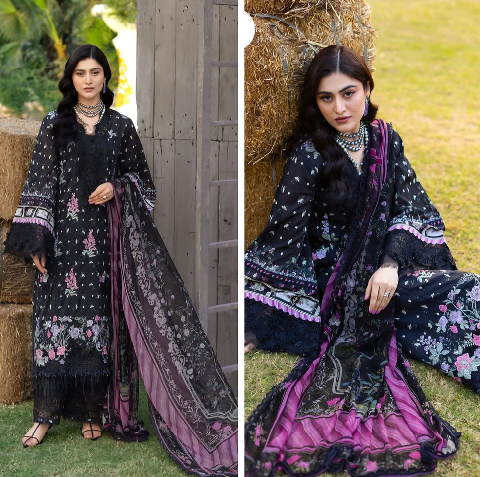 Thumbnail: Elaf Luxury Lawn Print Chikenkari 2026 Hit Code ARZO 7A Black