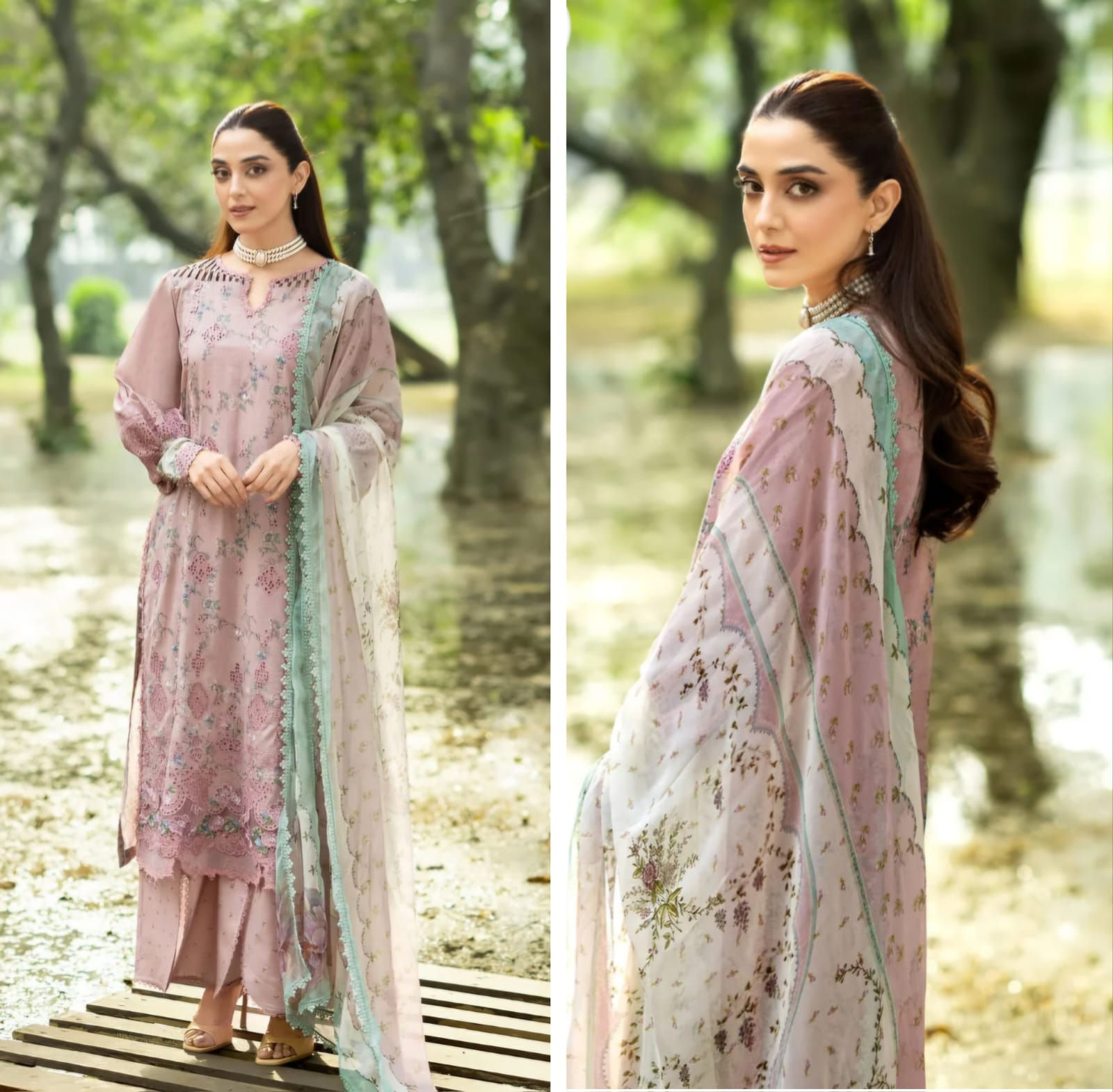 Elaf Luxury Print Chikenkari 2026 Hit Code SAHAA 8A Tea Pink