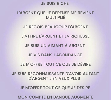 Affirmation d'argent !