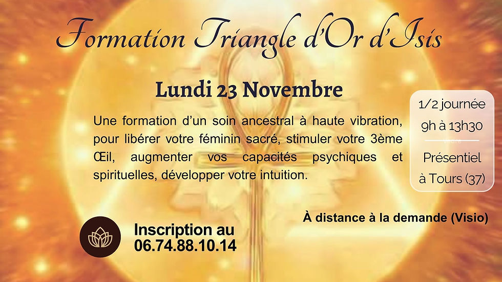Formation Triangle d'Or d'Isis le 23 Novembre à Tours