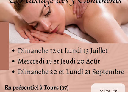 🚨 Plus que quelques places pour la formation Massage des 5 Continents cet été à Tours (Ballan-Miré) ! - Reste 3 sessions pour vous inscrire. Choisissez celle qui vous convient.