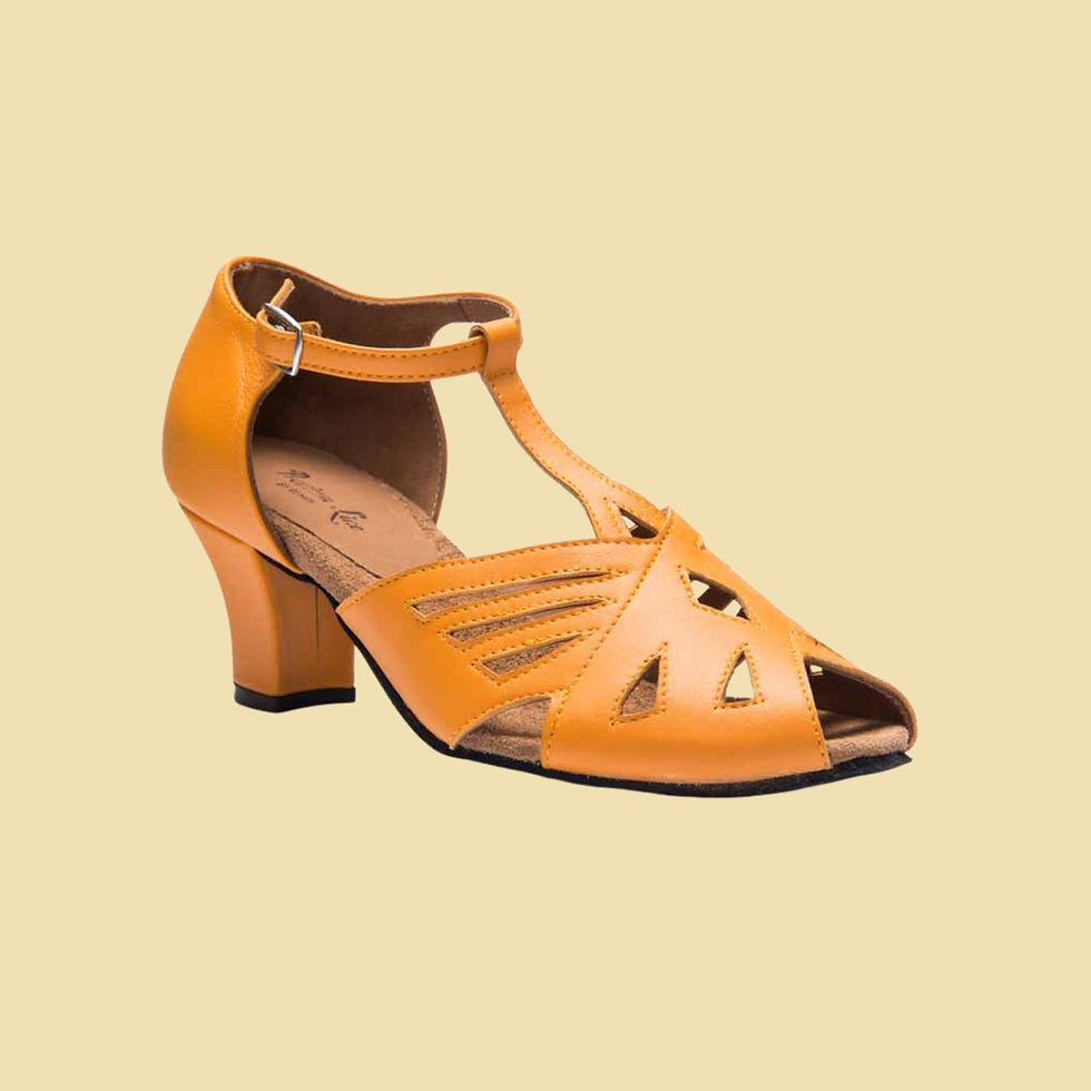 Chaussures bout ouvert orange pour danses swing balboa lindy vue latérale Canary Rumpf
