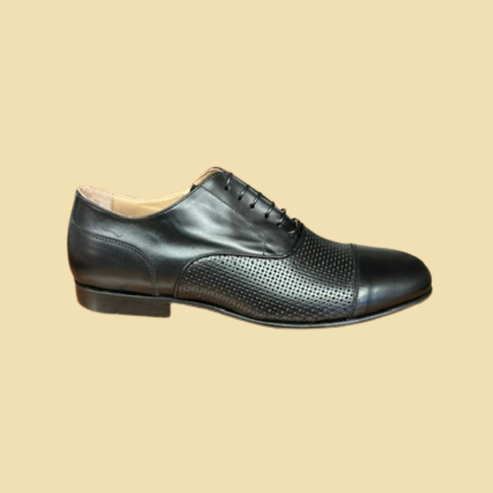 Richelieu cuir Steven perforé Tranky Shoes noir vue profil
