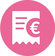 Icono de recibo o factura con símbolo de euro sobre fondo rosa.