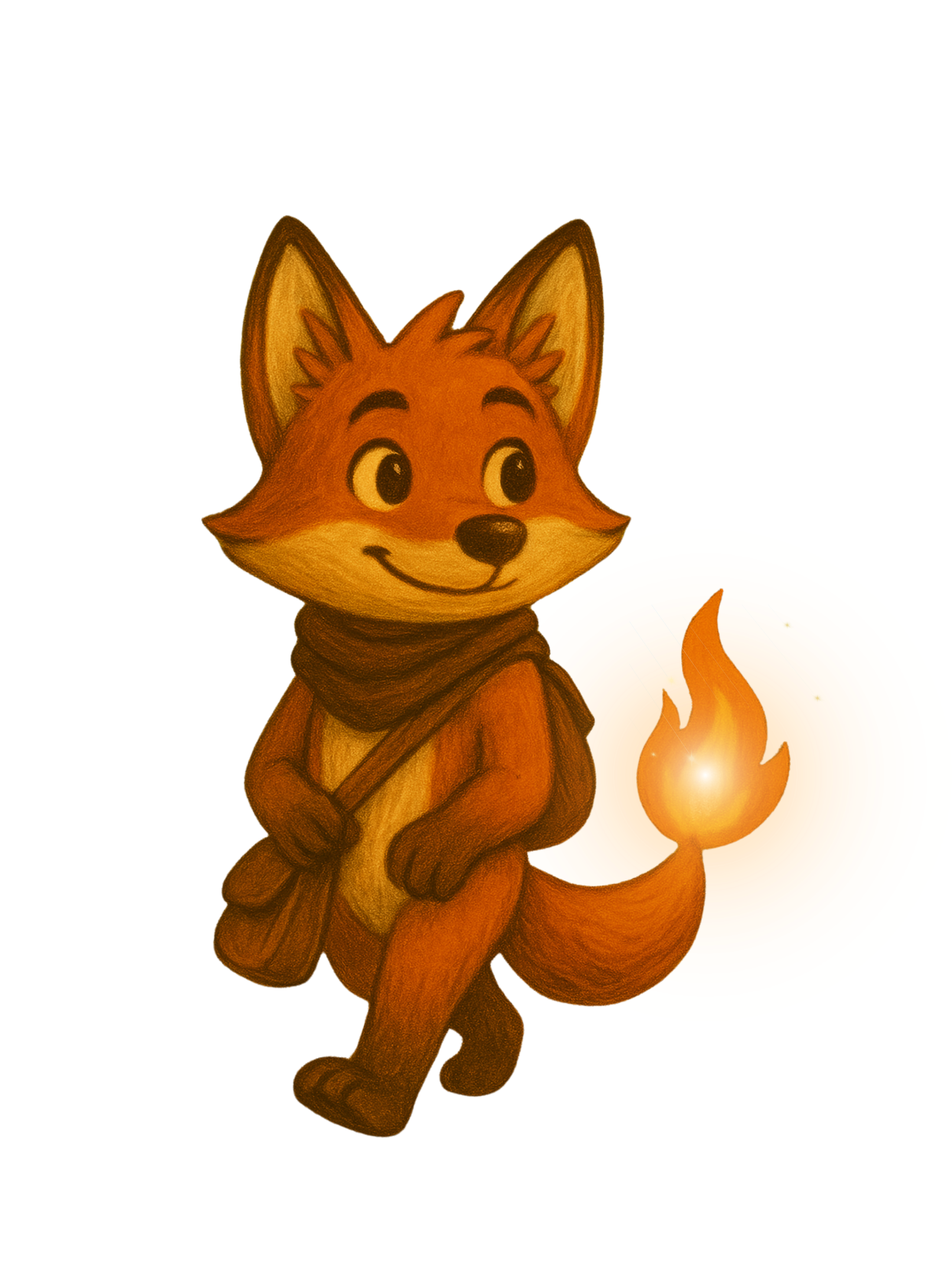 Ember the fox mascot for elementary ages 7-9 life skills curriculum