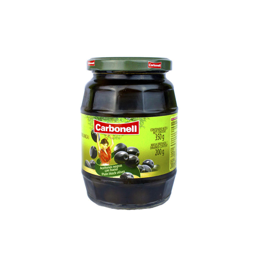 Carbonell Plain Black Olives 350g