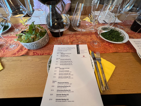 List of wines tasted at Weingut Schnaitmann
