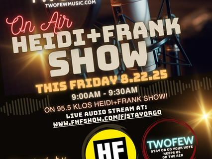 Tune in Friday at 9AM to hear TWOFEW live on 95.5 KLOS’s Heidi & Frank Show. Call or vote online to keep us on the air. Rock fans—this is your moment!