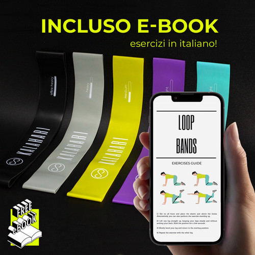 6 Fasce Elastiche Resistenza Per Fitness, Yoga, Glutei – Set Con Sacchetto – Palestra Casa