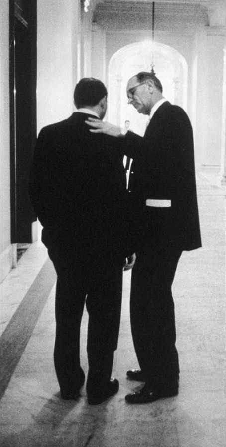 Lyndon Johnson talking with Bobby Baker.