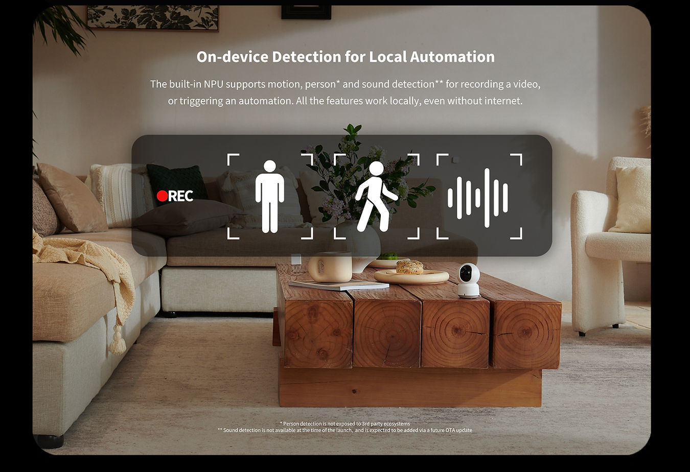 Aqara Camera E1 with the built-in NPU supports motion, person and sound detection for recording a video or triggering an auto