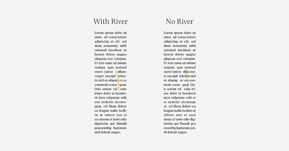 Text with river and text with no river