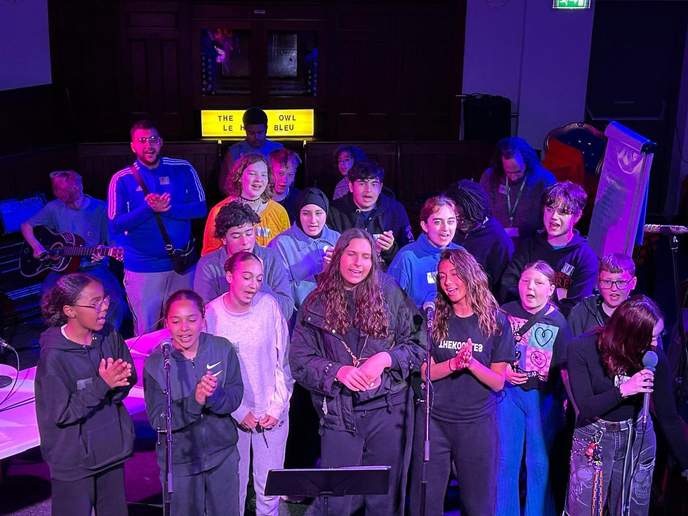 Young people from Moulins and Seacroft performing together in an evening of music and poetry at Chapel FM