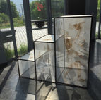 01 Passerelle V installation  pyrogravure sur  toile, structure  bois, mobile intérieur kr