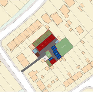 back land development, garages, garage court, new build, starter homes