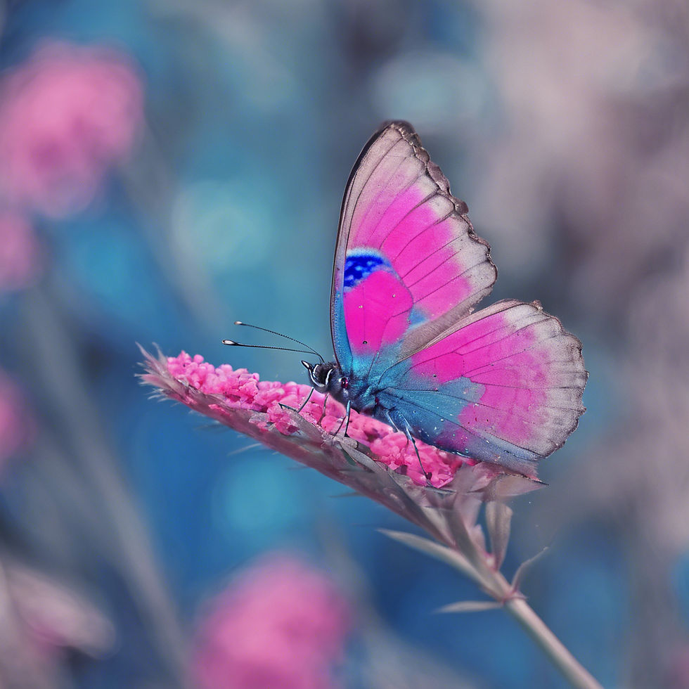Blue and pink butterfly