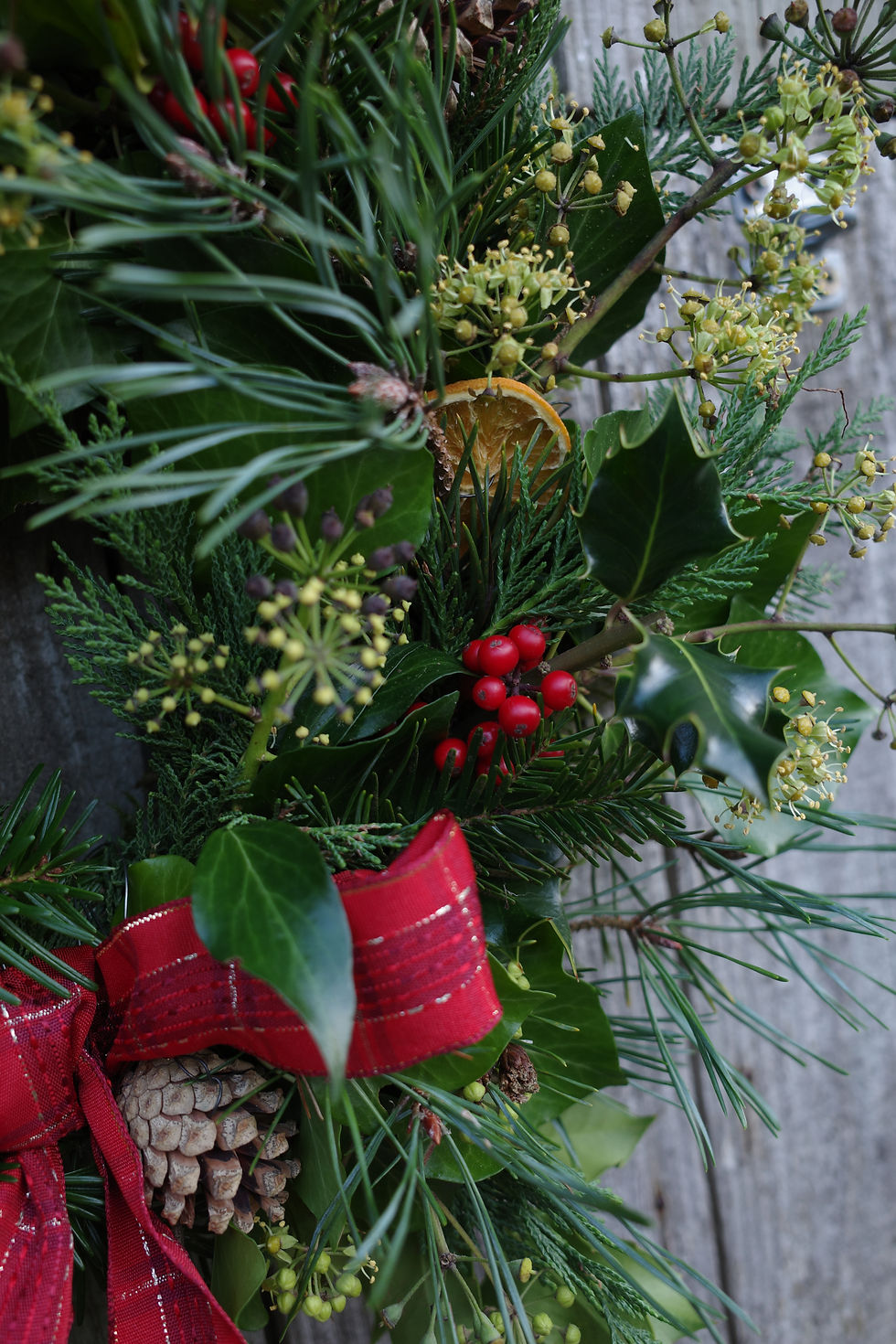 Thumbnail: The Dartmoor Classic - Holly, fir and ivy Christmas Wreath